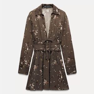 NWT Zara Printed Shirt Dress - Size Medium